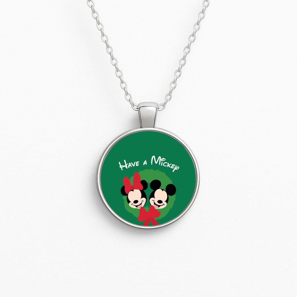 Have A Mickey Christmas Circle Necklace