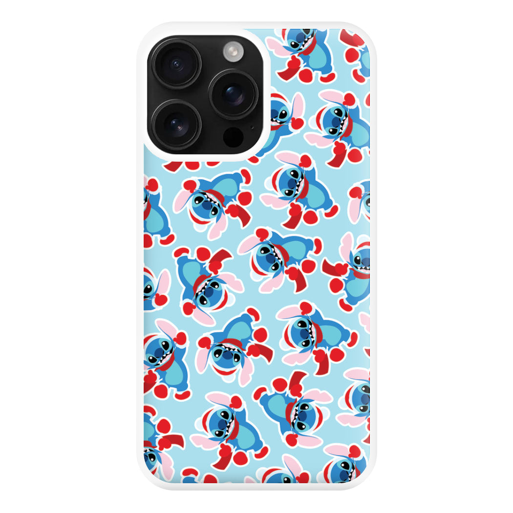 Blue Alien Christmas Pattern Phone Case