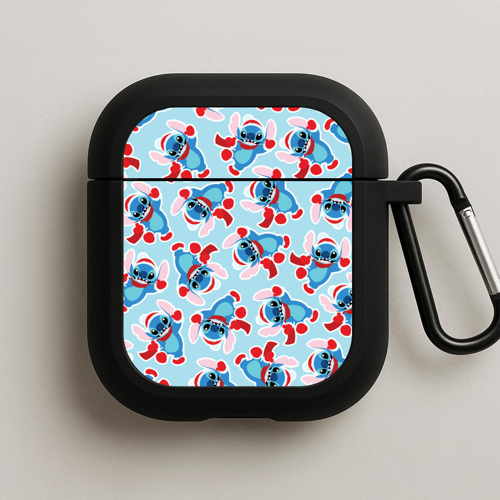 Blue Alien Christmas Pattern AirPods Case