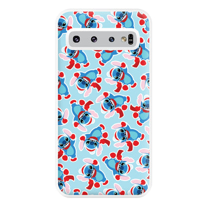 Blue Alien Christmas Pattern Phone Case for Galaxy S10 Plus