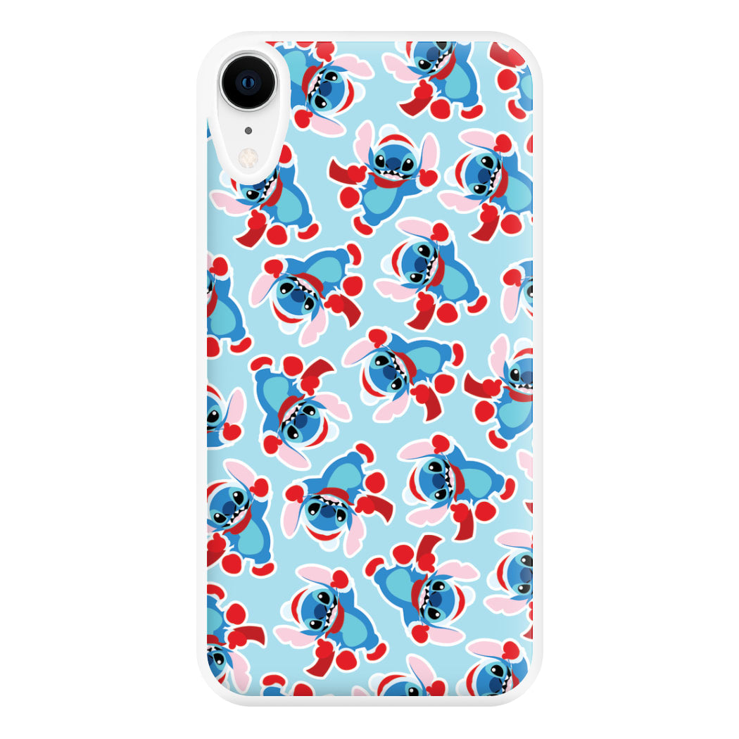 Blue Alien Christmas Pattern Phone Case for iPhone XR