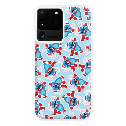 Blue Alien Christmas Pattern Phone Case for Galaxy S20 Ultra