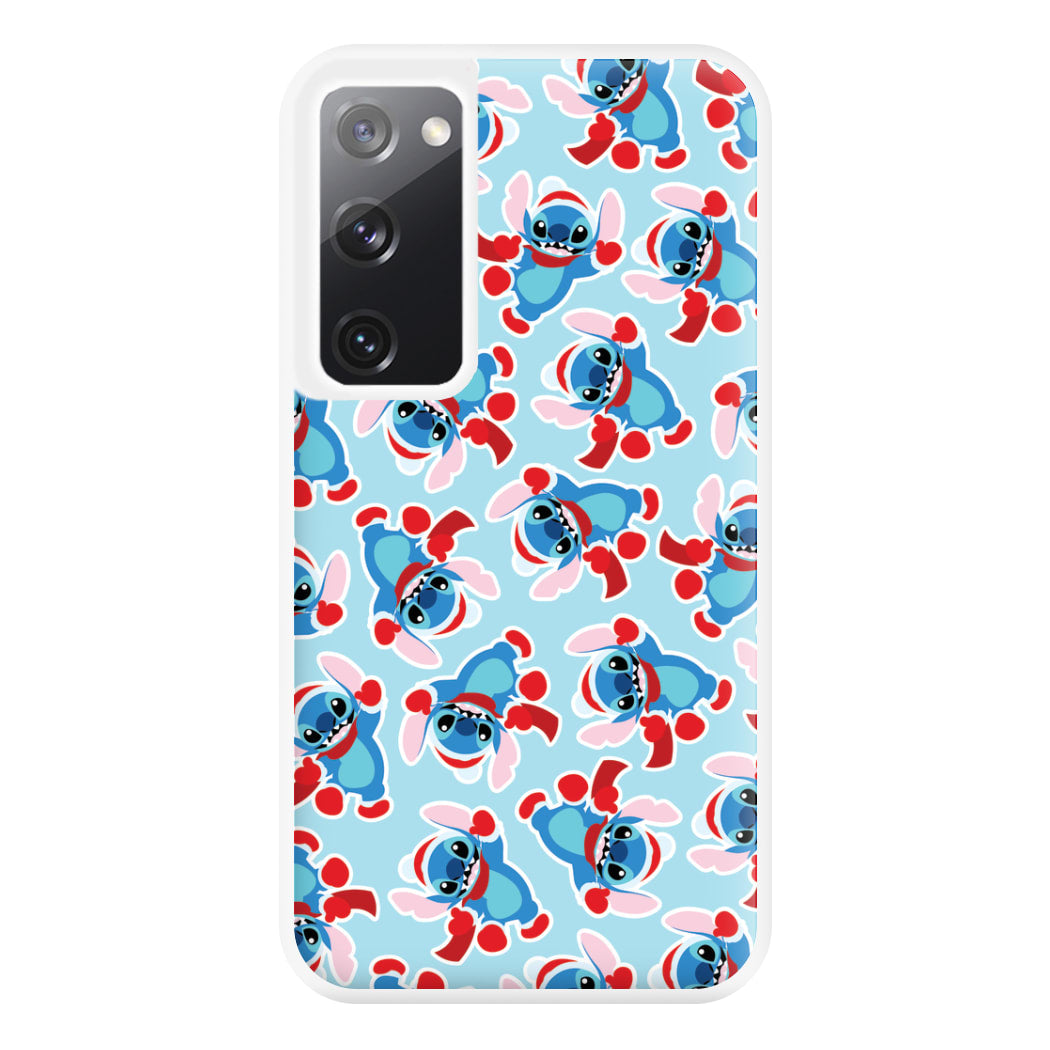 Blue Alien Christmas Pattern Phone Case for Galaxy S20FE