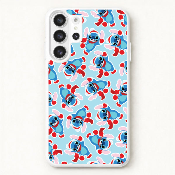 Blue Alien Christmas Pattern Phone Case for Galaxy S26 Ultra