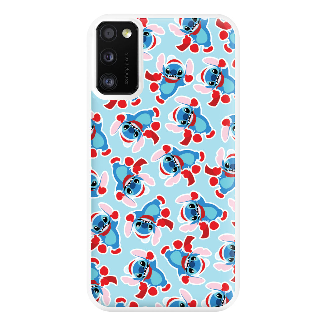 Blue Alien Christmas Pattern Phone Case for Galaxy A41