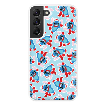 Blue Alien Christmas Pattern Phone Case for Galaxy S22 Plus