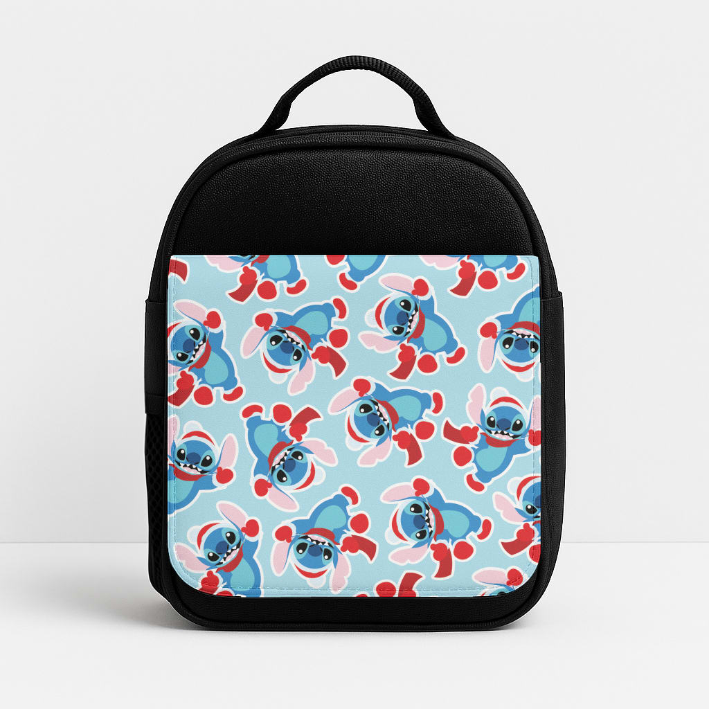 Blue Alien Christmas Pattern Lunchbox