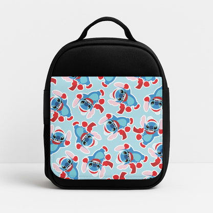 Blue Alien Christmas Pattern Insulated Lunchbox