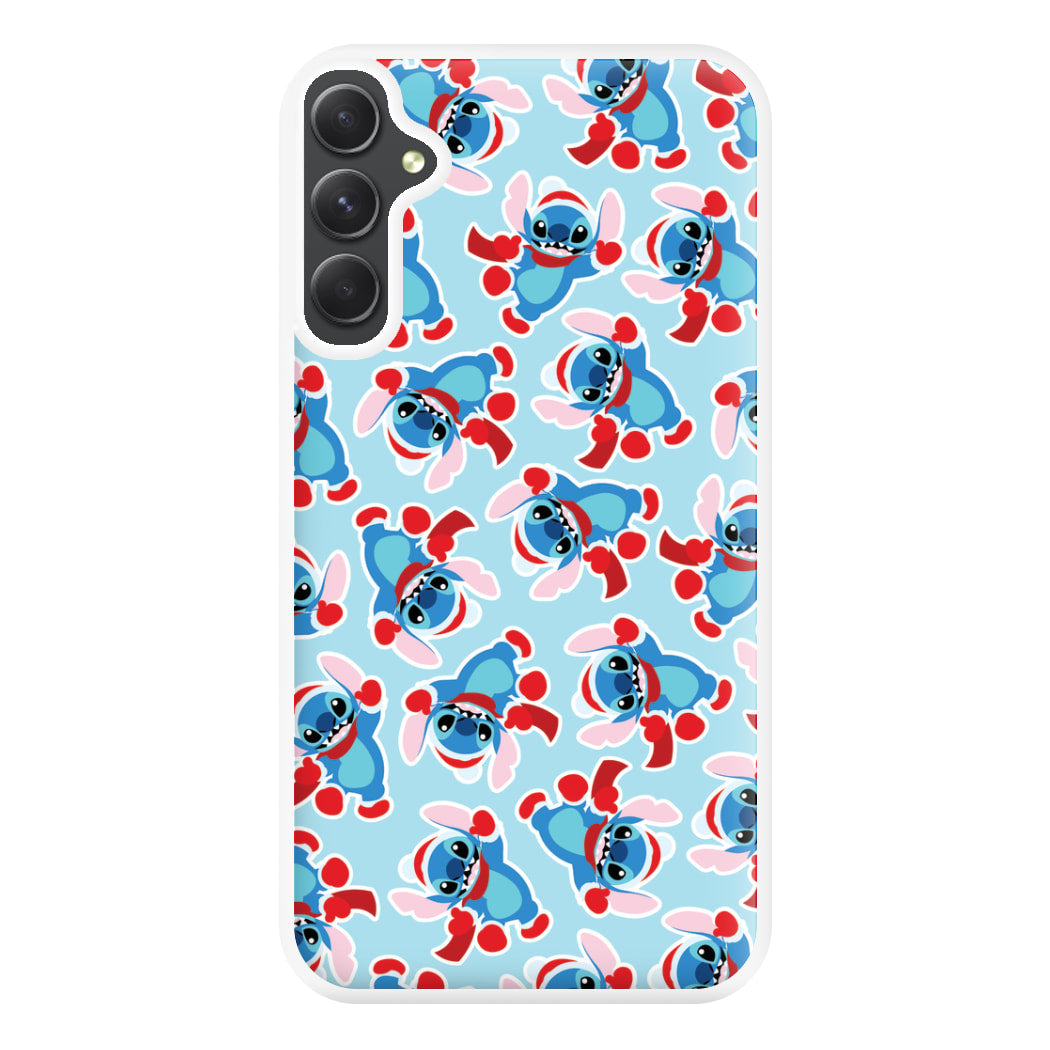 Blue Alien Christmas Pattern Phone Case for Galaxy A54