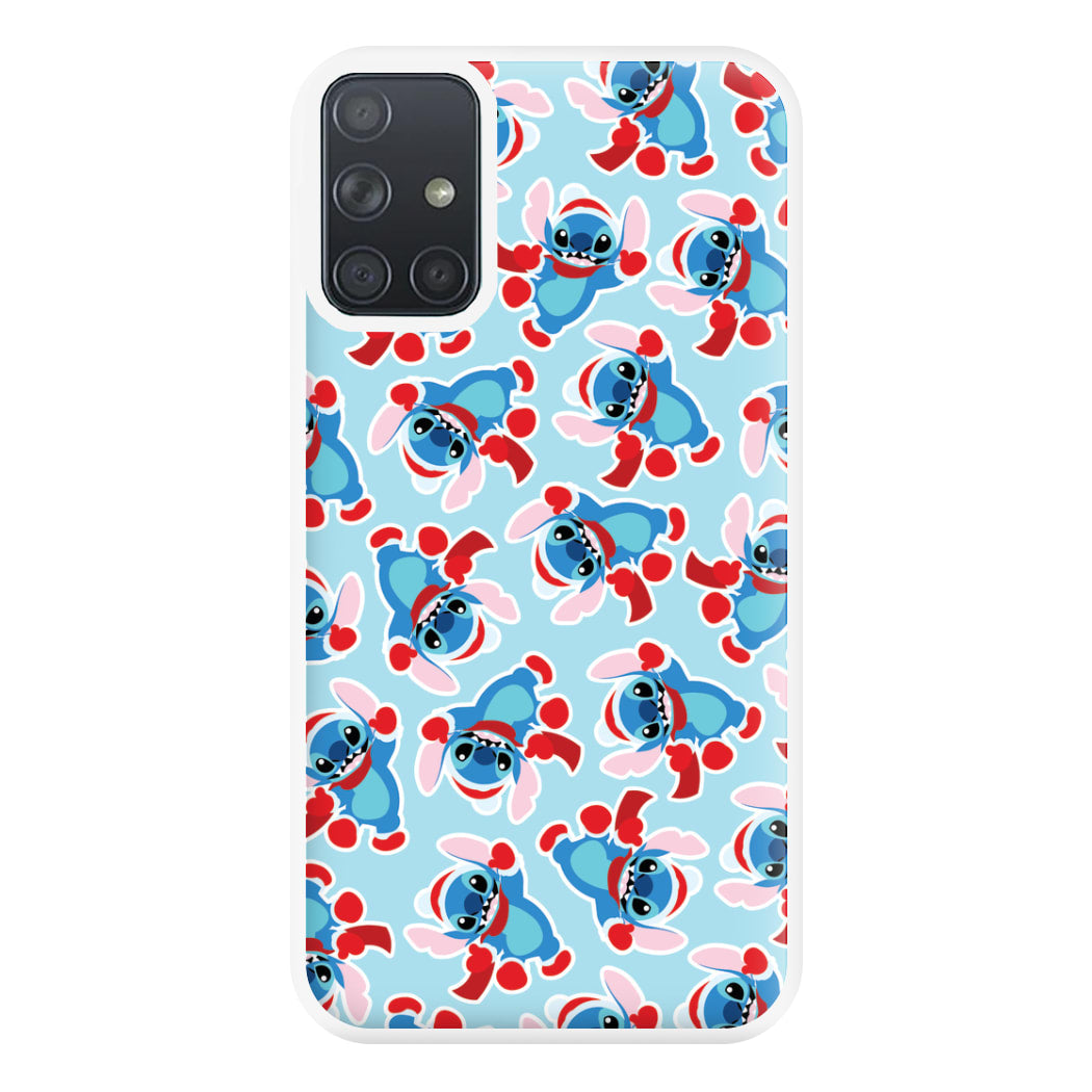 Blue Alien Christmas Pattern Phone Case for Galaxy A71