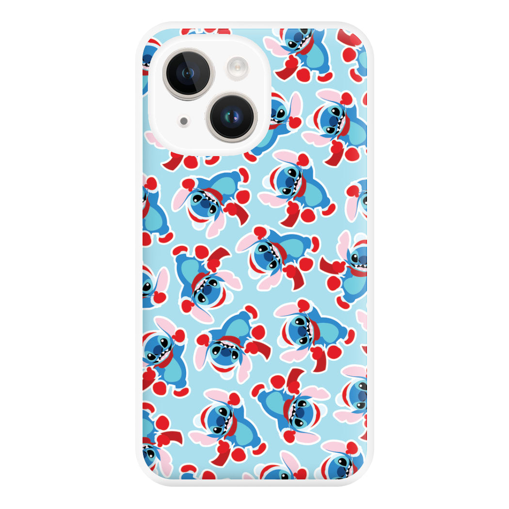 Blue Alien Christmas Pattern Phone Case for iPhone 14 Plus