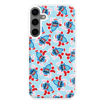 Blue Alien Christmas Pattern Phone Case for Galaxy S24FE