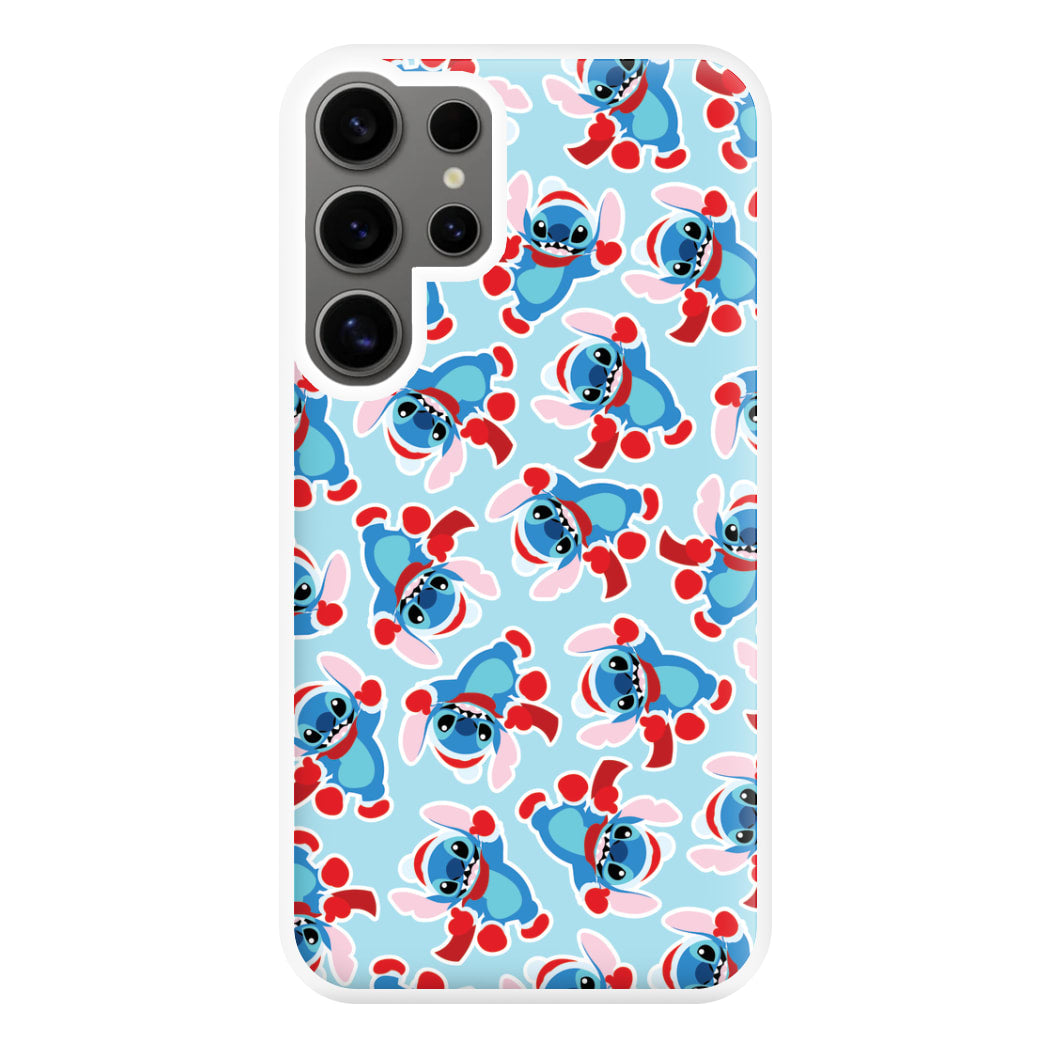 Blue Alien Christmas Pattern Phone Case for Galaxy S24 Ultra