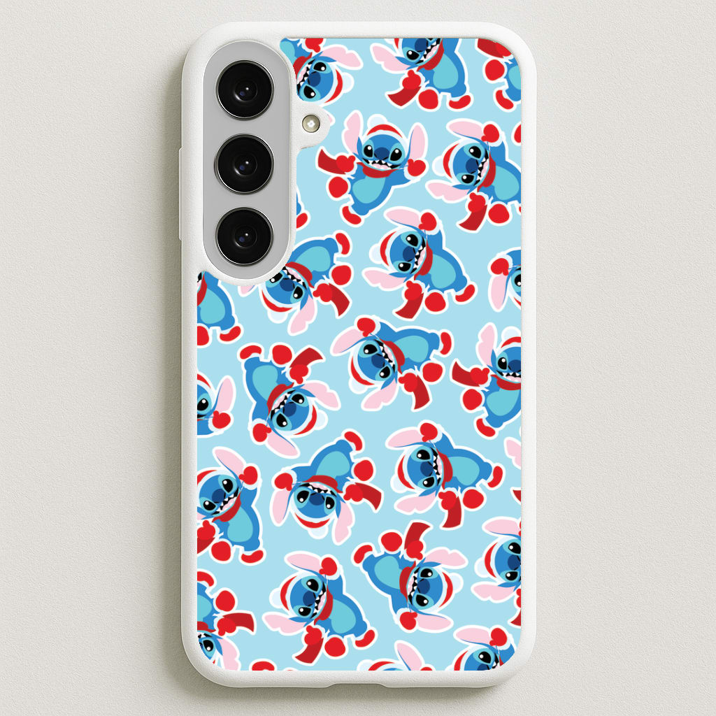 Blue Alien Christmas Pattern Phone Case for Galaxy S25FE