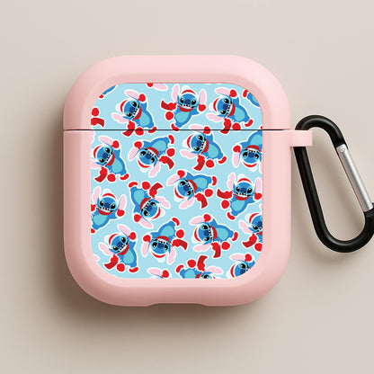 Blue Alien Christmas Pattern Pink AirPods Case