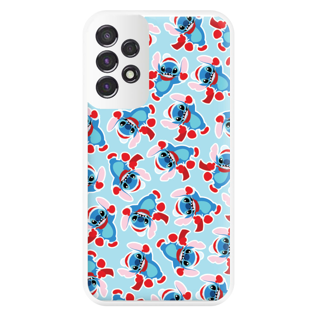 Blue Alien Christmas Pattern Phone Case for Galaxy A53