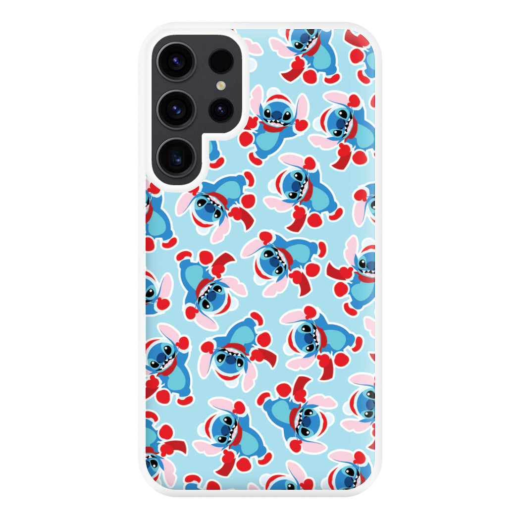 Blue Alien Christmas Pattern Phone Case for Galaxy S23 Ultra