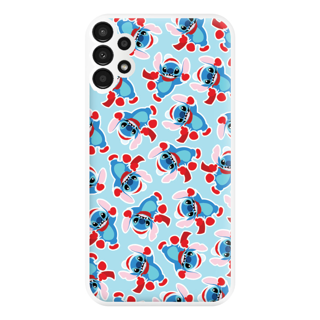 Blue Alien Christmas Pattern Phone Case for Galaxy A13