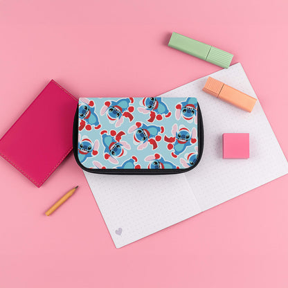 Blue Alien Christmas Pattern Pencil Case