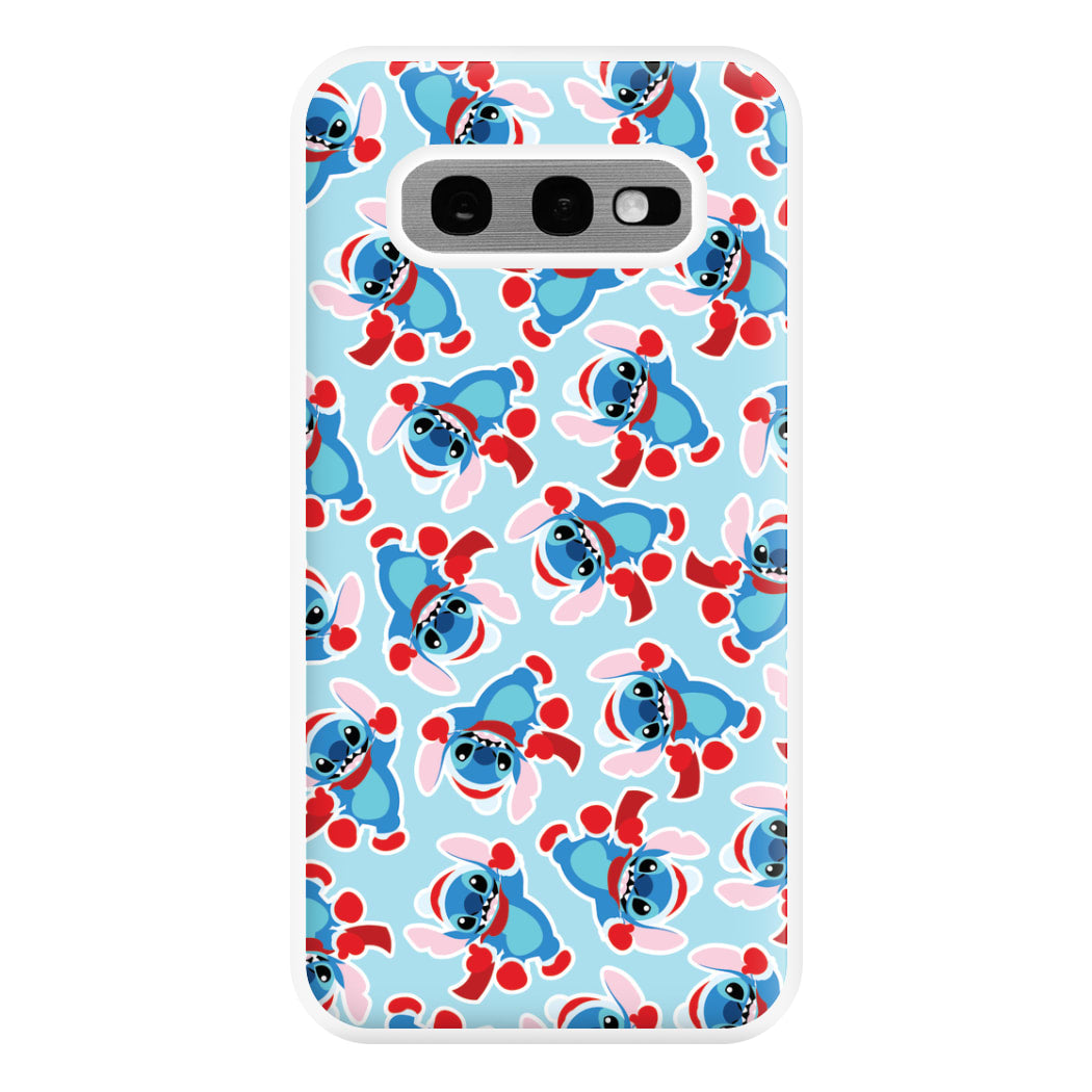 Blue Alien Christmas Pattern Phone Case for Galaxy S10e