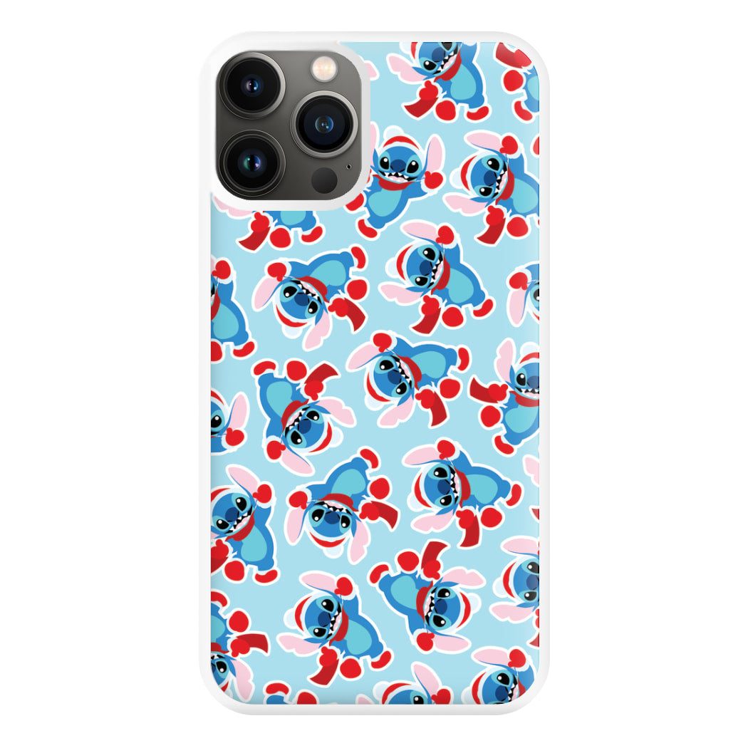 Blue Alien Christmas Pattern Phone Case for iPhone 13 Pro Max