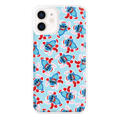 Blue Alien Christmas Pattern Phone Case for iPhone 13 Mini