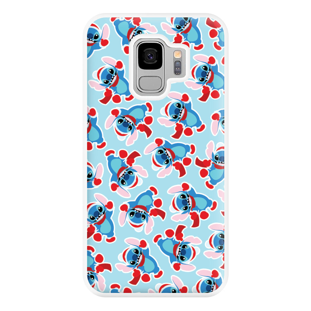 Blue Alien Christmas Pattern Phone Case for Galaxy S9 Plus