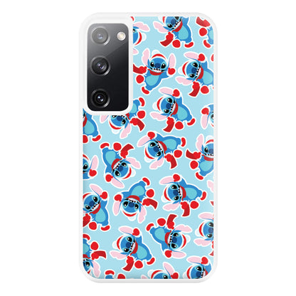 Blue Alien Christmas Pattern Phone Case for Galaxy S20