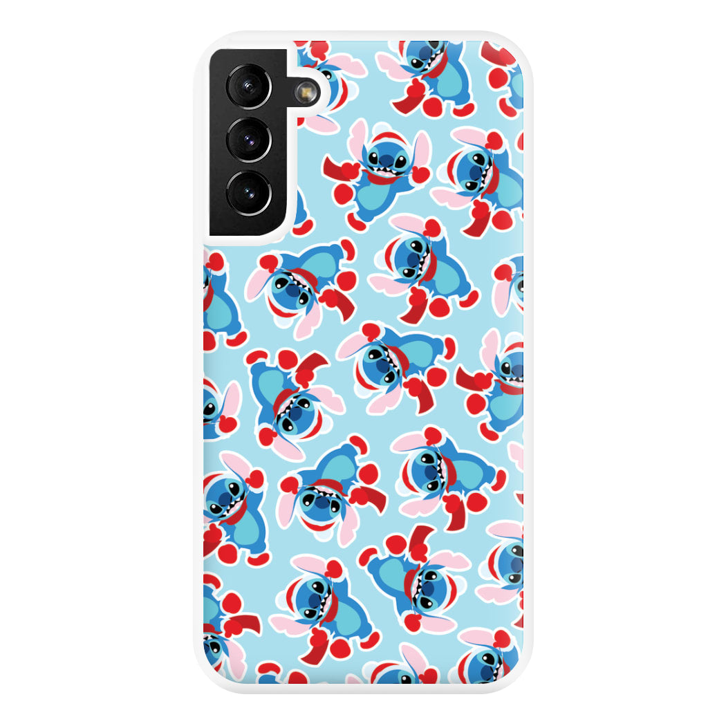 Blue Alien Christmas Pattern Phone Case for Galaxy S21 Plus