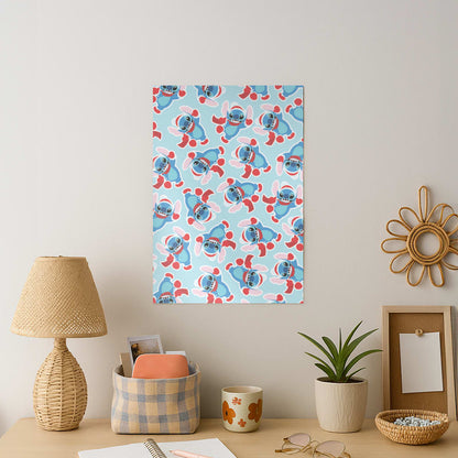 Blue Alien Christmas Pattern Art Print