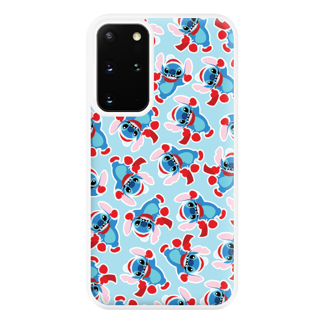 Blue Alien Christmas Pattern Phone Case for Galaxy S20 Plus