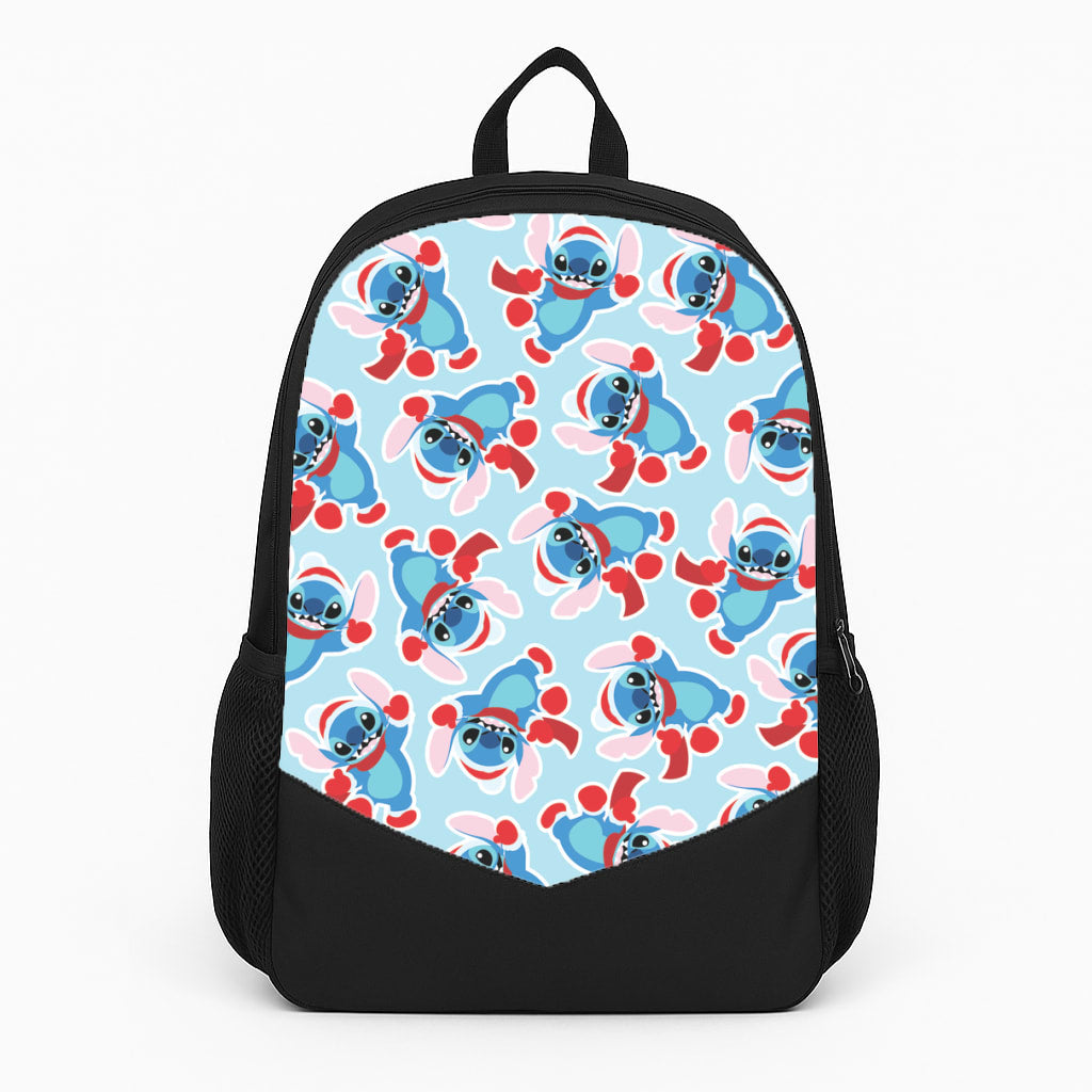 Blue Alien Christmas Pattern Large Backpack