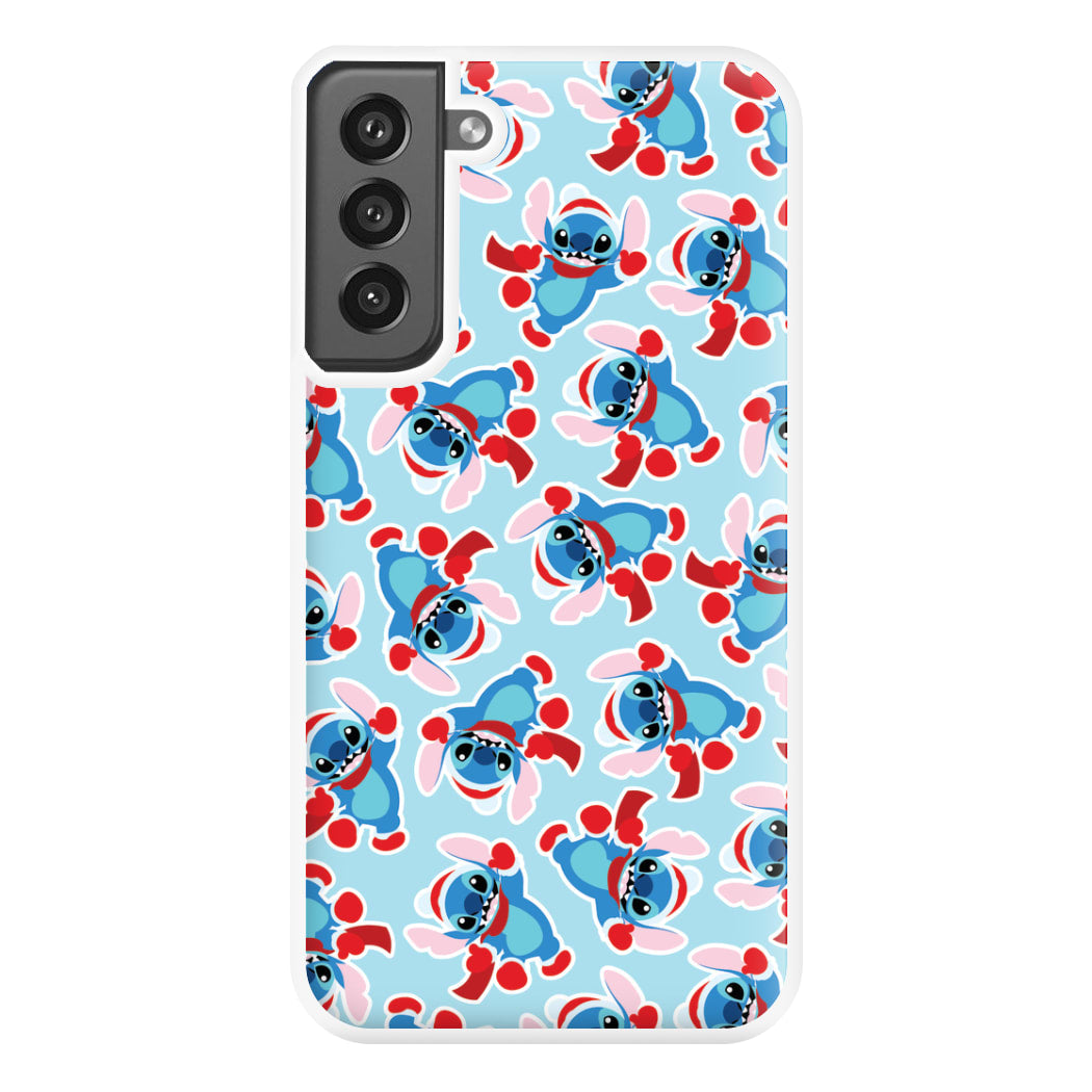 Blue Alien Christmas Pattern Phone Case for Galaxy S21FE