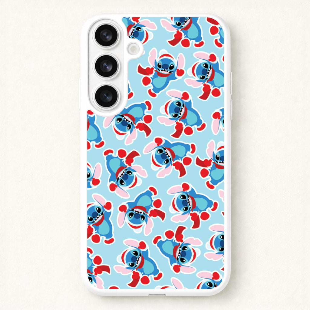 Blue Alien Christmas Pattern Phone Case for Galaxy S26 Plus