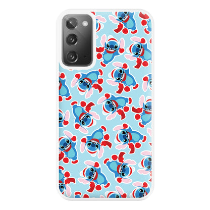 Blue Alien Christmas Pattern Phone Case for Galaxy Note 20 Ultra