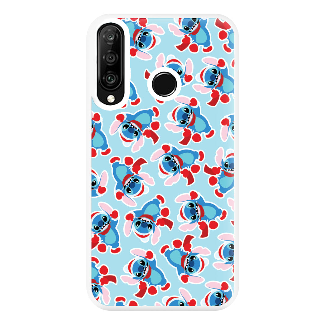 Blue Alien Christmas Pattern Phone Case for Huawei P30 Lite