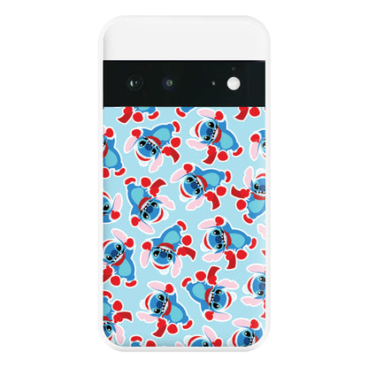 Blue Alien Christmas Pattern Phone Case for Google Pixel 6a