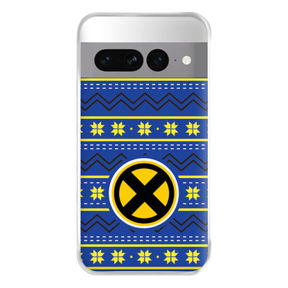 X Christmas Pattern Phone Case for Google Pixel 7 Pro