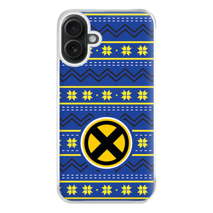 X Christmas Pattern Phone Case for iPhone 16 Plus