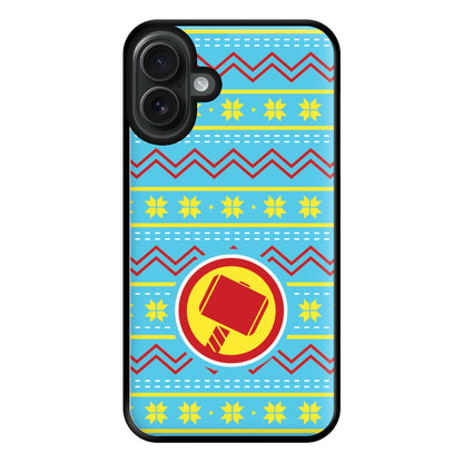 Hammer Christmas Pattern Phone Case for iPhone 16 Plus