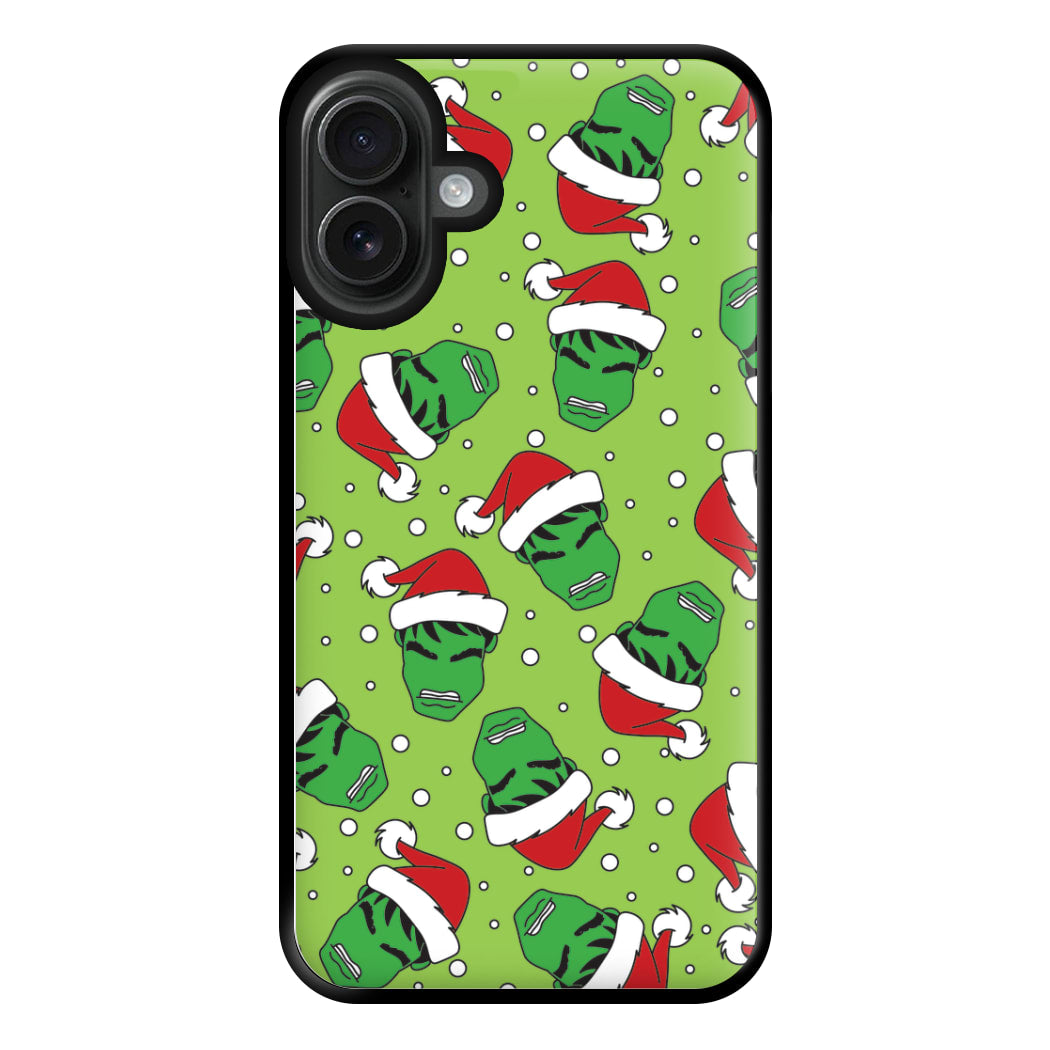 Green Christmas Pattern Phone Case for iPhone 16 Plus