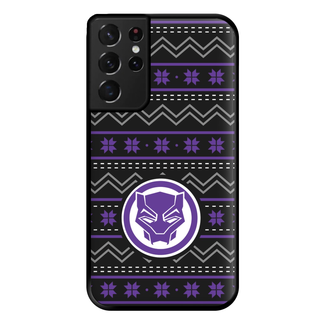 Panther Christmas Pattern Phone Case for Galaxy S21 Ultra