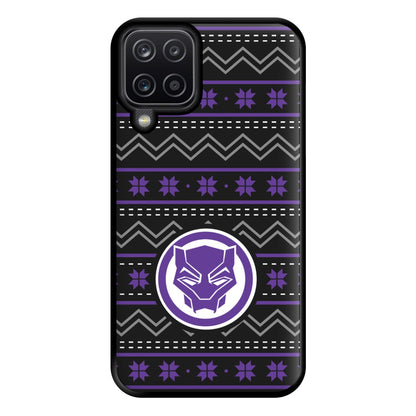 Panther Christmas Pattern Phone Case for Galaxy A12