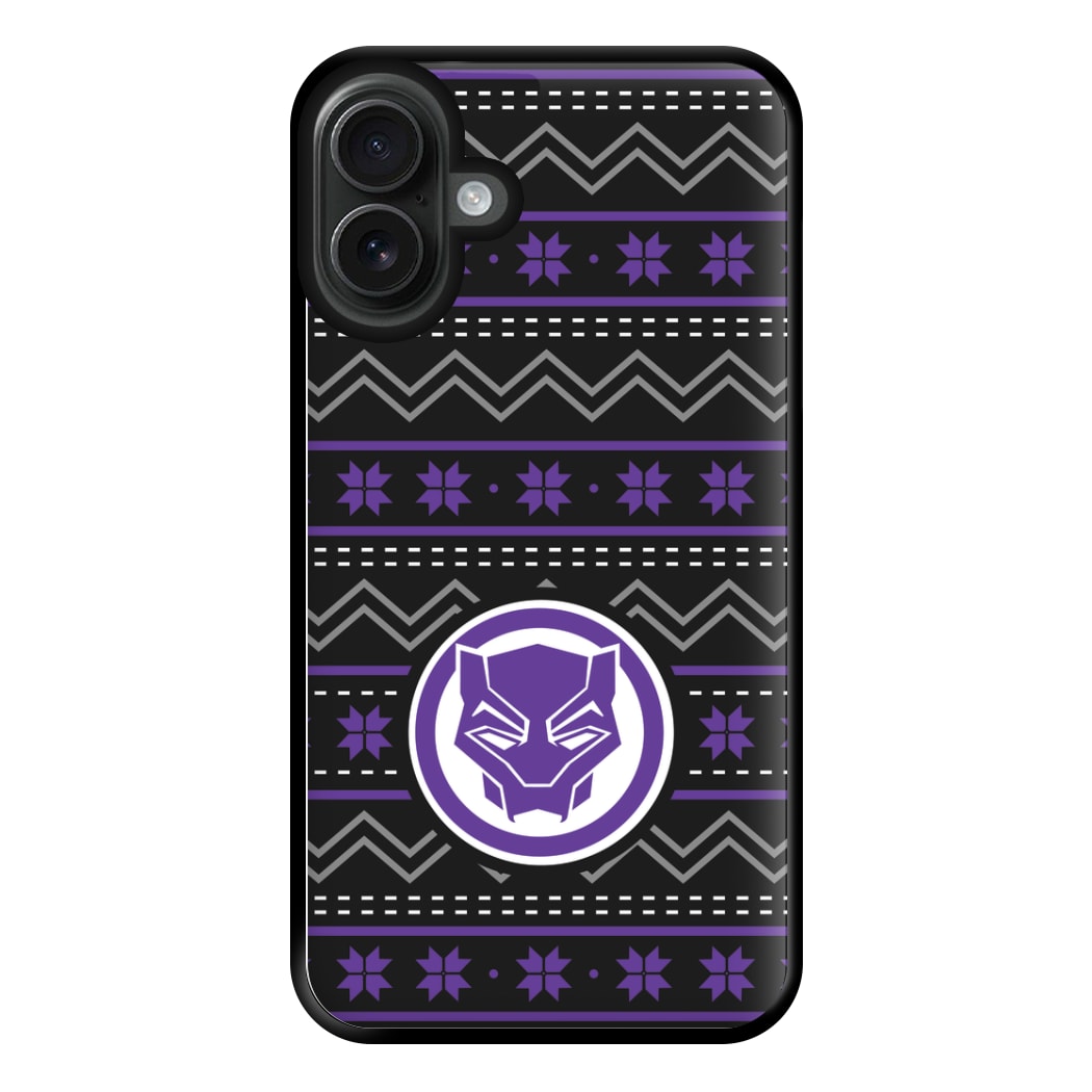 Panther Christmas Pattern Phone Case for iPhone 16 Plus