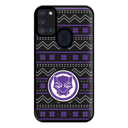 Panther Christmas Pattern Phone Case for Galaxy A21s