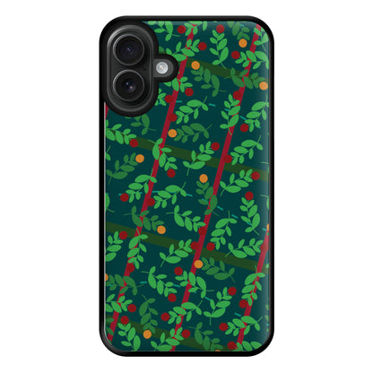 Mistletoe Pattern Phone Case for iPhone 16 Plus