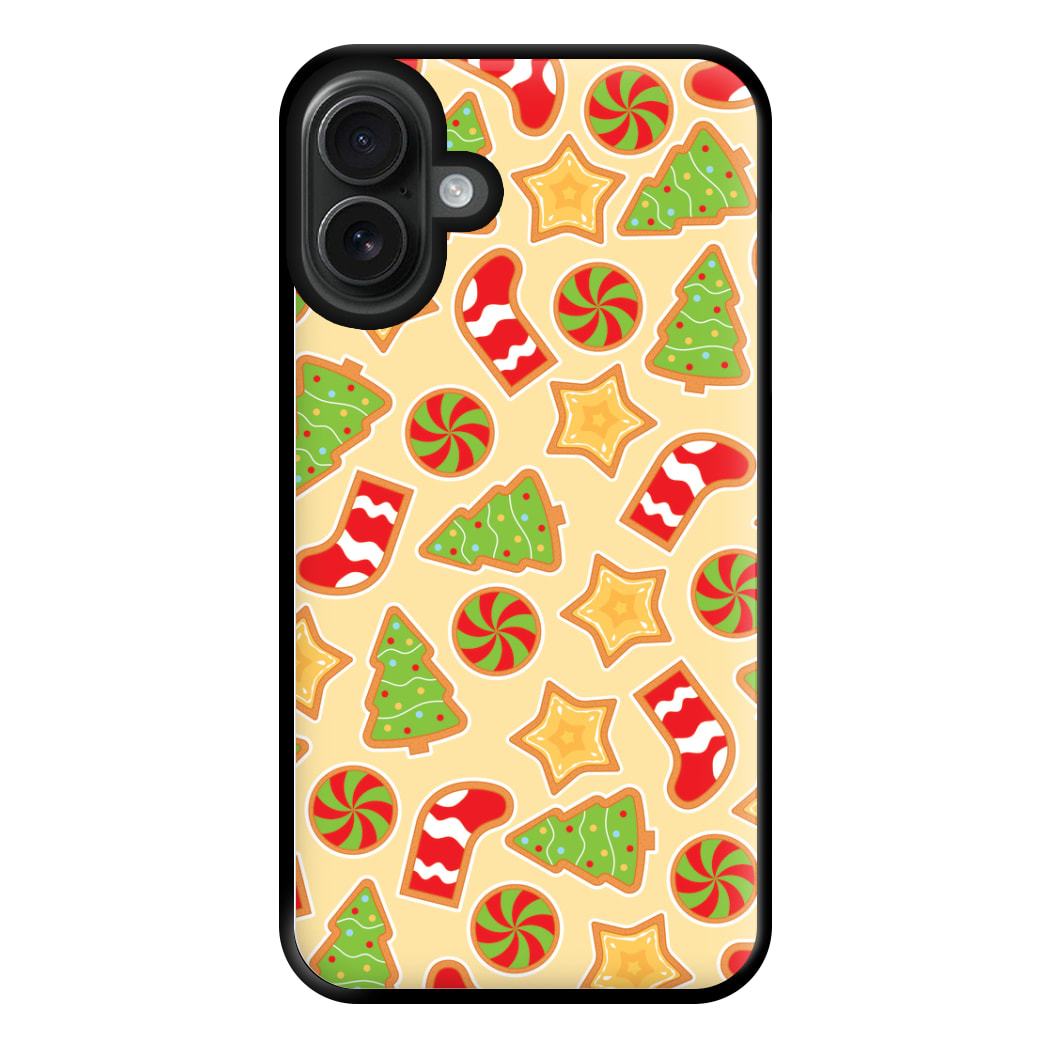 Gingerbread And Stocking Pattern Phone Case for iPhone 16 Plus