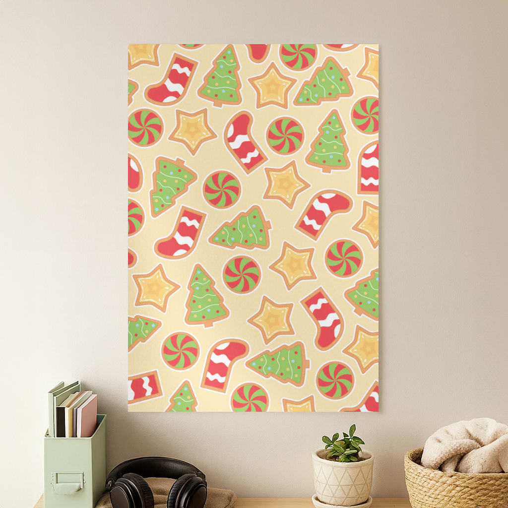 Gingerbread And Stocking Pattern Poster