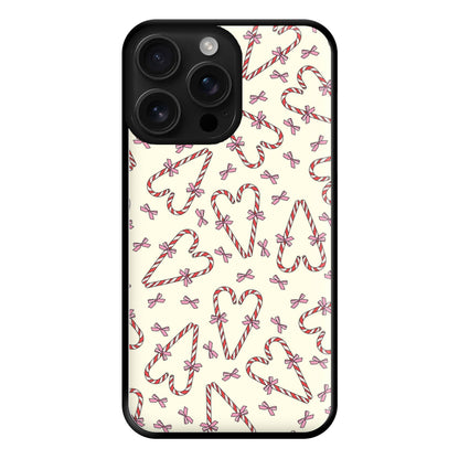 Candy Cane Love Heart Pattern Phone Case for iPhone 16 Pro Max