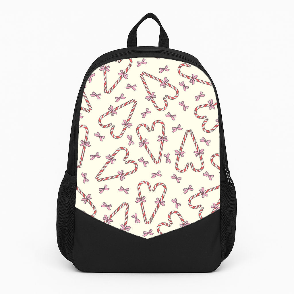 Candy Cane Love Heart Pattern Backpack